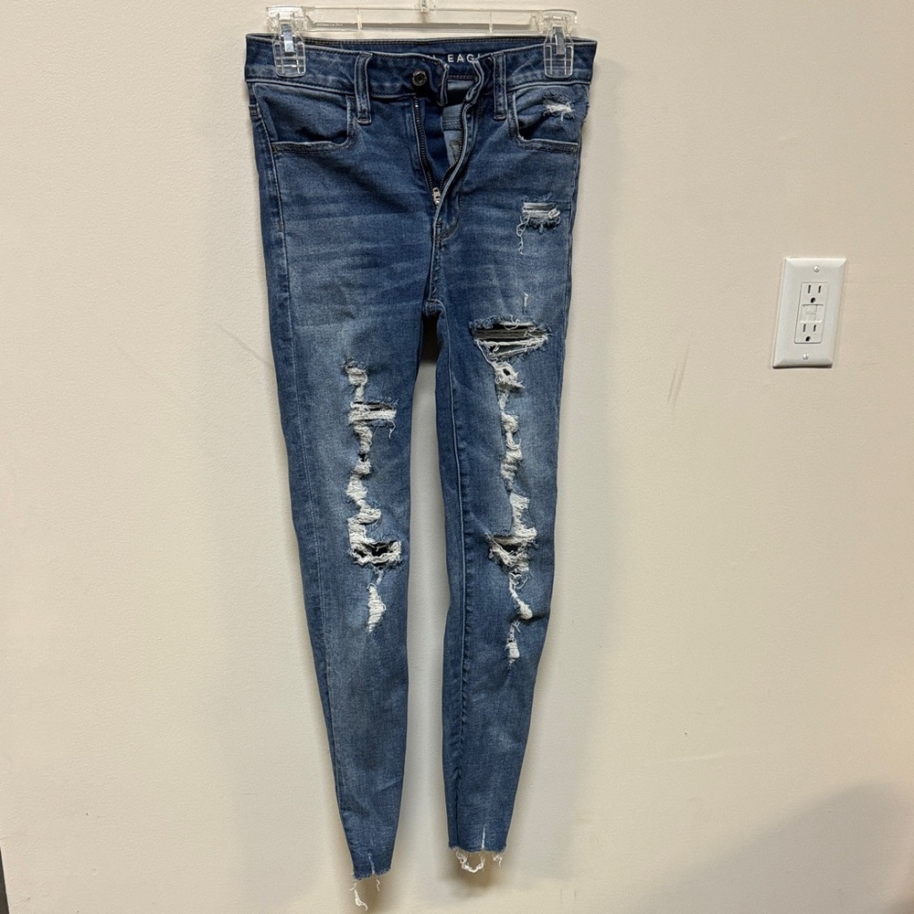 American Eagle Outfitters Ripped Blue Skinny Jeans